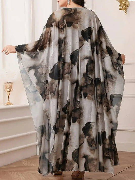 🌹 Completo Elegante Due Pezzi – Abito Midi con Kimono in Chiffon ✨