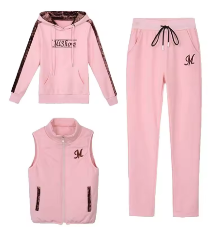 Completo sportivo donna 3 pezzi (felpa + gilet + pantaloni)