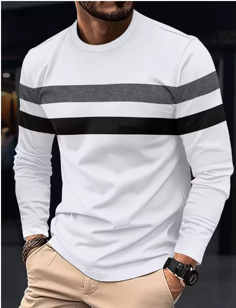 Maglia uomo a maniche lunghe con righe orizzontali