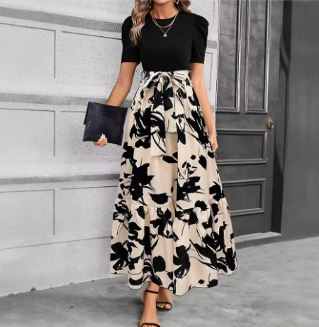 πΈ Abito Lungo Elegante a Due Toni πΈ
