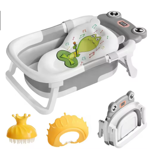 Vaschetta Pieghevole per Neonato con Accessori – Design Rana 🐸
