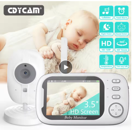 Baby Monitor CDYCAM con Schermo HD 3,5” e Telecamera – Visione Notturna & Audio Bidirezionale