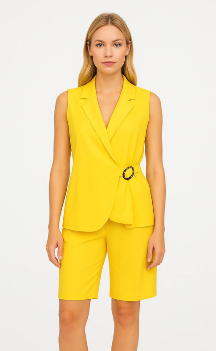 Completo Giallo Donna – Gilet e Shorts Coordinati