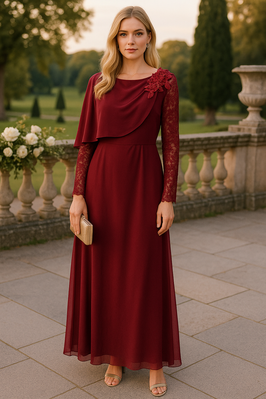 🌹 Abito elegante lungo bordeaux 🌹
