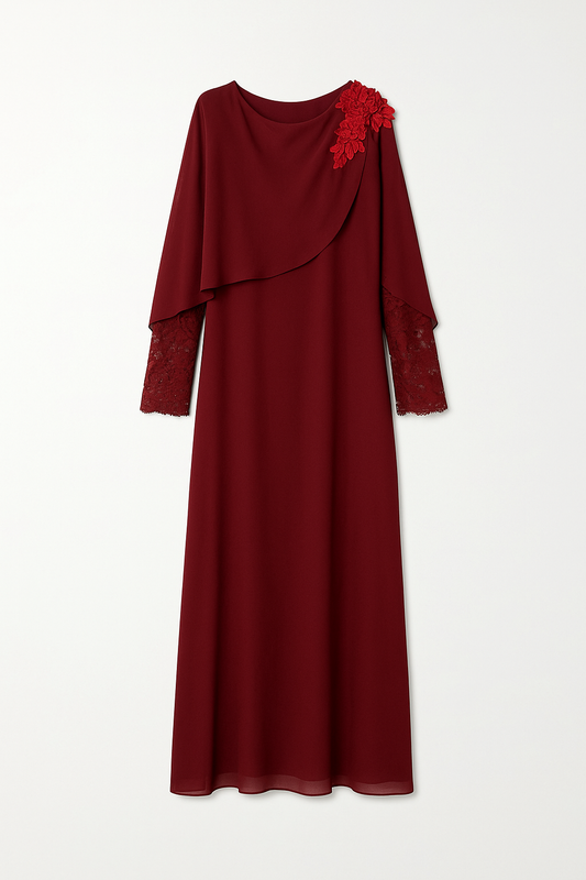 🌹 Abito elegante lungo bordeaux 🌹