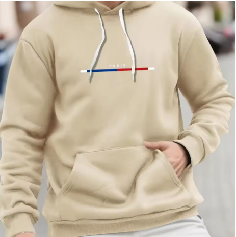 Felpa uomo con cappuccio e stampa “Paris”