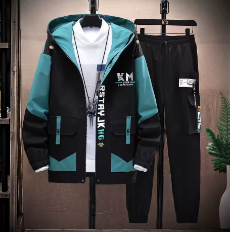 Completo Casual da Uomo – Giacca con Cappuccio + Pantaloni