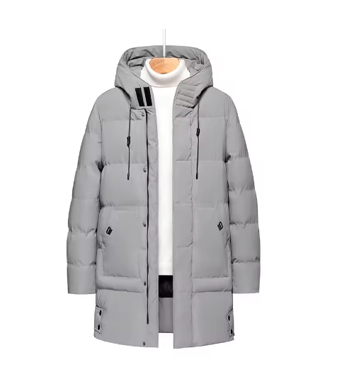 Piumino Uomo – Giacca Invernale Lunga con Cappuccio