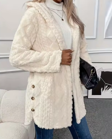 Cardigan Donna in Pelliccia Sintetica – Morbido con Cappuccio