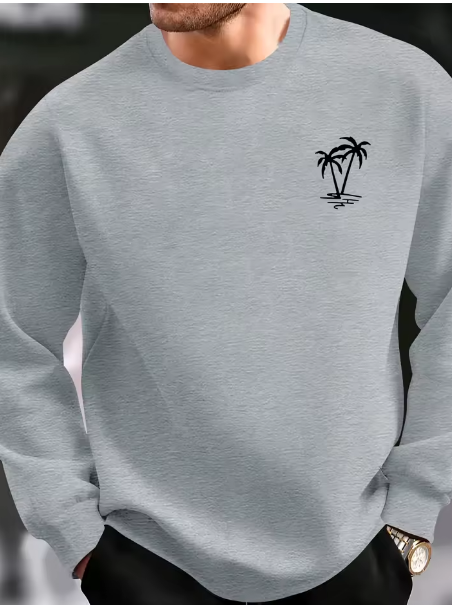 Felpa unisex grigia con stampa minimal palme 🌴