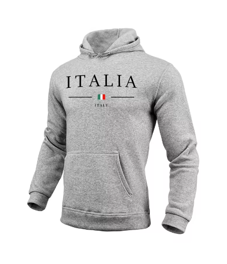 Felpa con cappuccio “ITALIA” grigia 🇮🇹