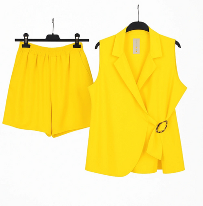 Completo Giallo Donna – Gilet e Shorts Coordinati