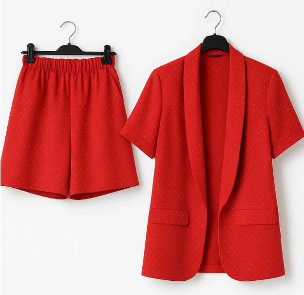 Completo rosso a pois – Blazer e shorts coordinati