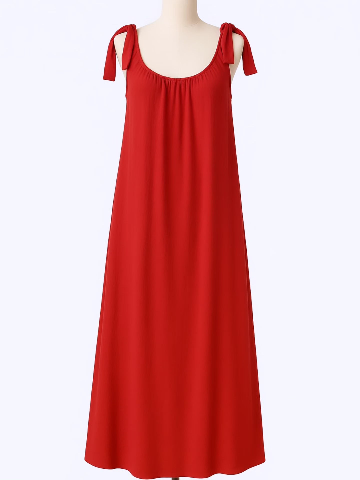 🌹 Abito lungo rosso con spalline annodate 🌹