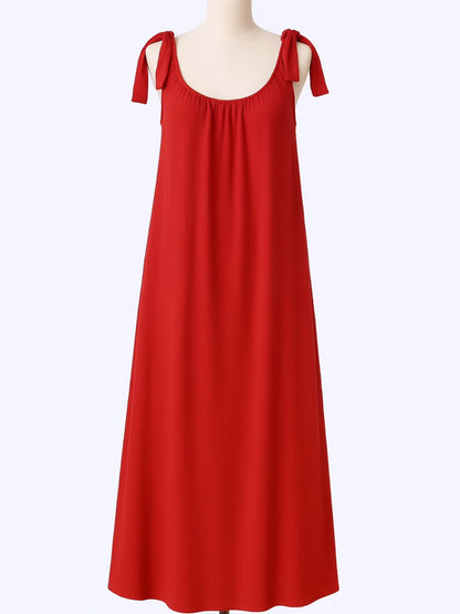 🌹 Abito lungo rosso con spalline annodate 🌹