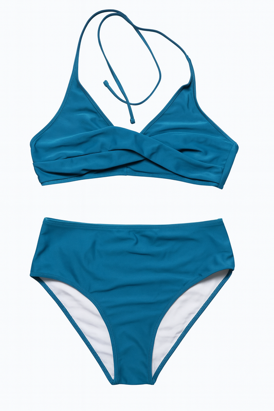 ✨ Bikini due pezzi a vita alta – Blu petrolio ✨
