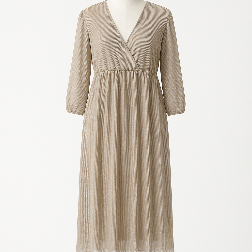 🌟 Abito elegante plissé color champagne 🌟
