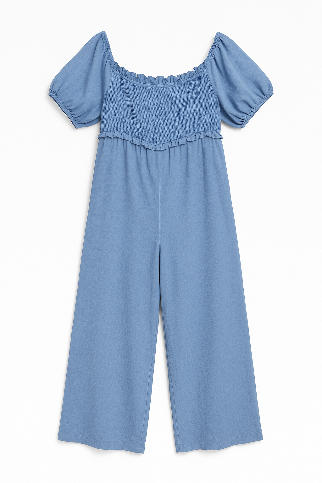 🌸 Tuta estiva azzurra con scollo arricciato 🌸