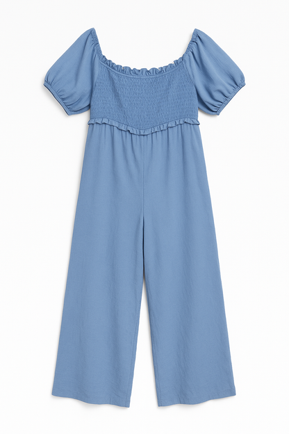 🌸 Tuta estiva azzurra con scollo arricciato 🌸