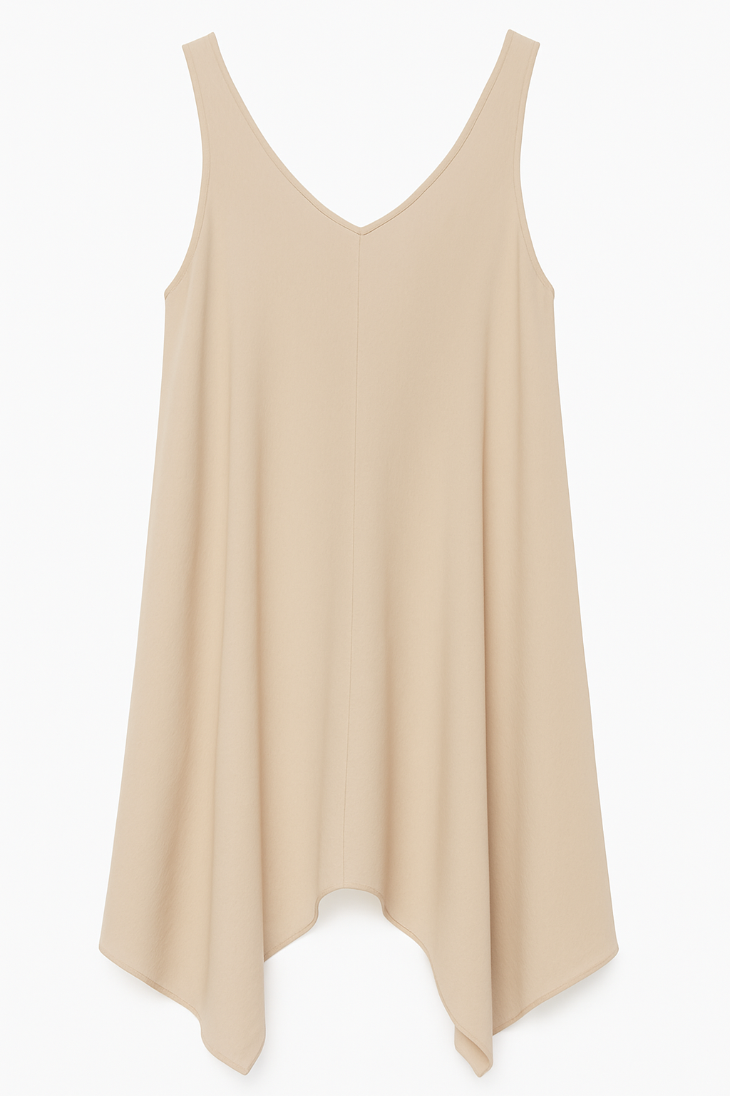 Abito smanicato in tessuto leggero color beige