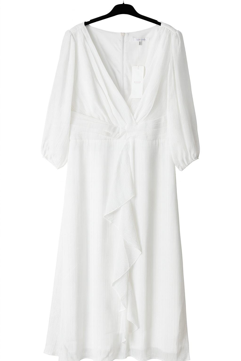 ✨ Abito bianco elegante midi con maniche a sbuffo ✨