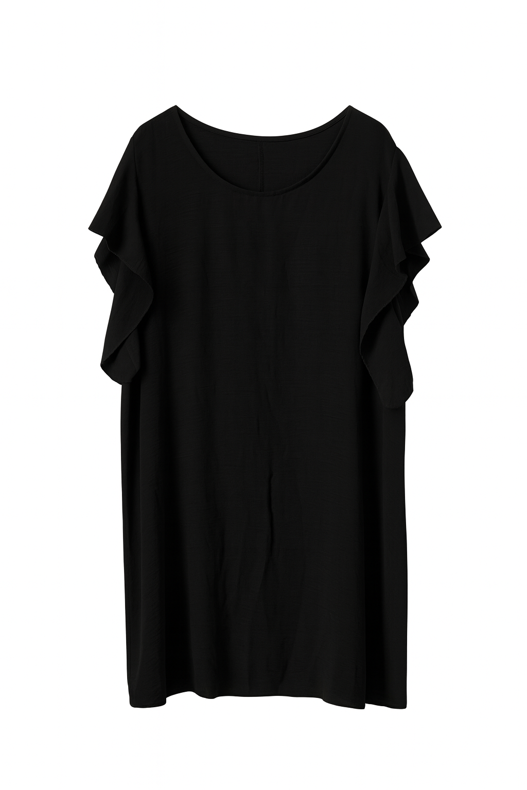 Abito nero con maniche a balze