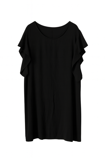 Abito nero con maniche a balze