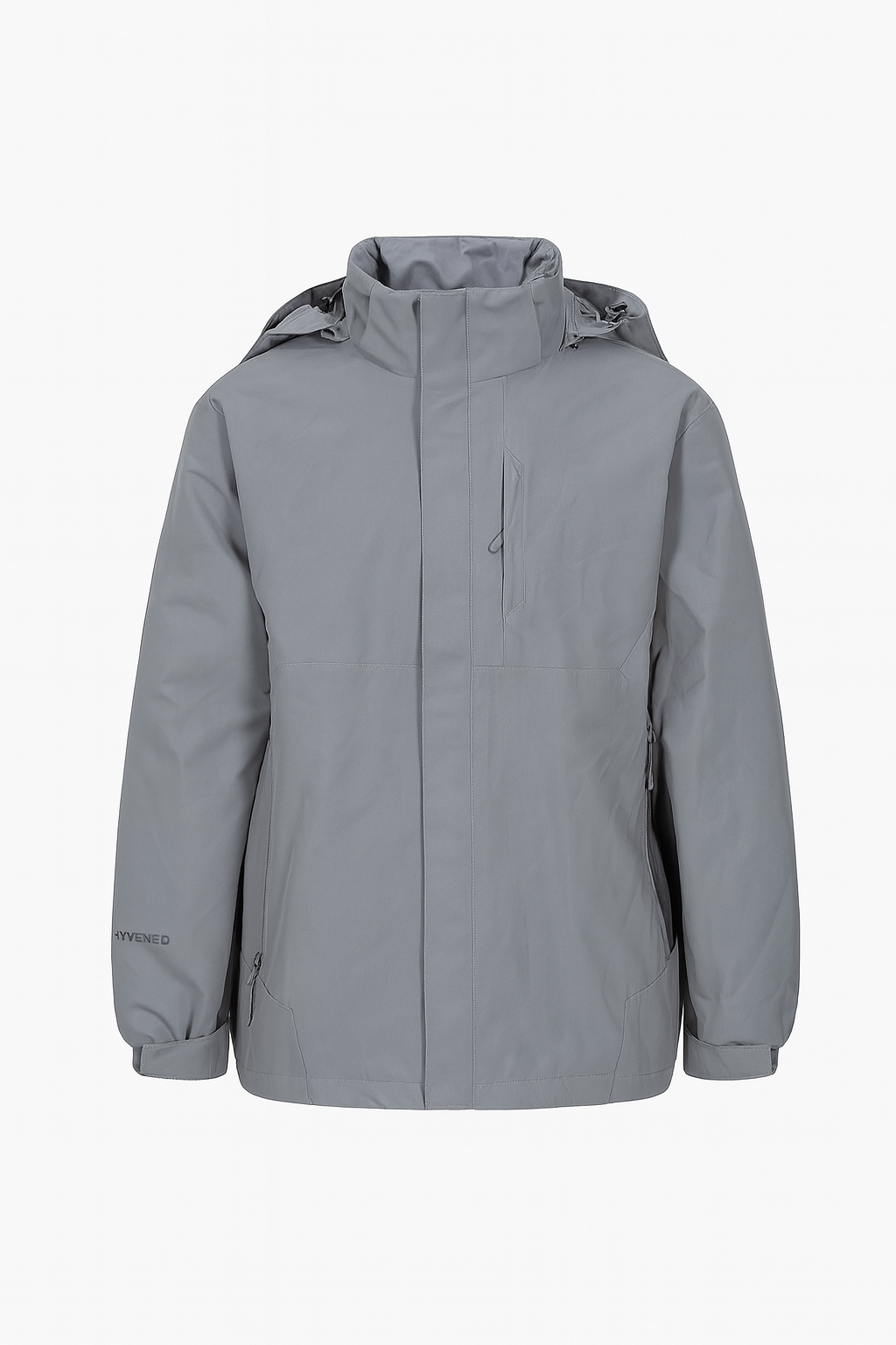 Giacca tecnica impermeabile grigia con cappuccio