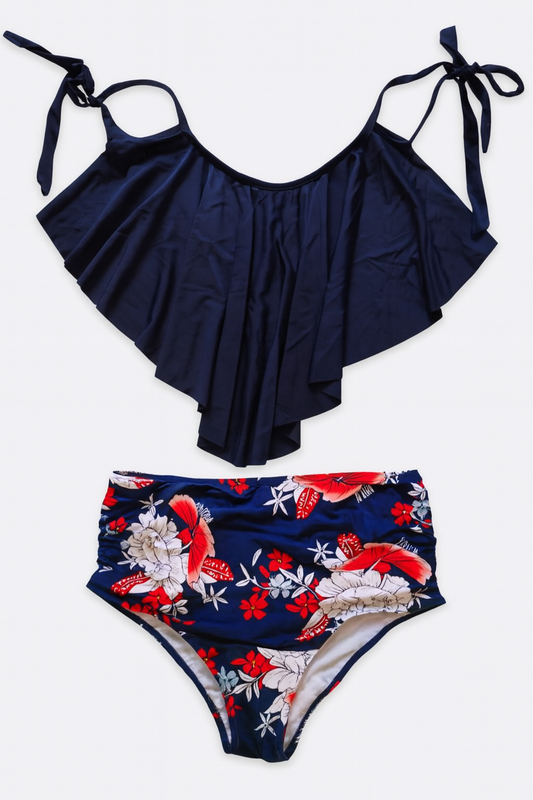 ✨ Bikini Donna Due Pezzi – Top a Fascia e Slip Vita Alta Floreale ✨