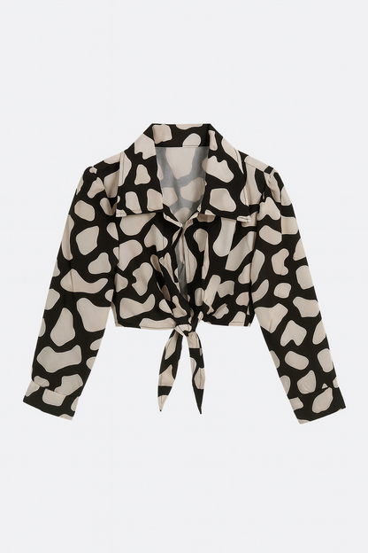 Completo due pezzi stampa astratta bianco e nero