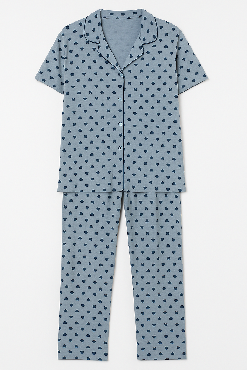 Pigiama donna due pezzi con cuoricini blu 💙
