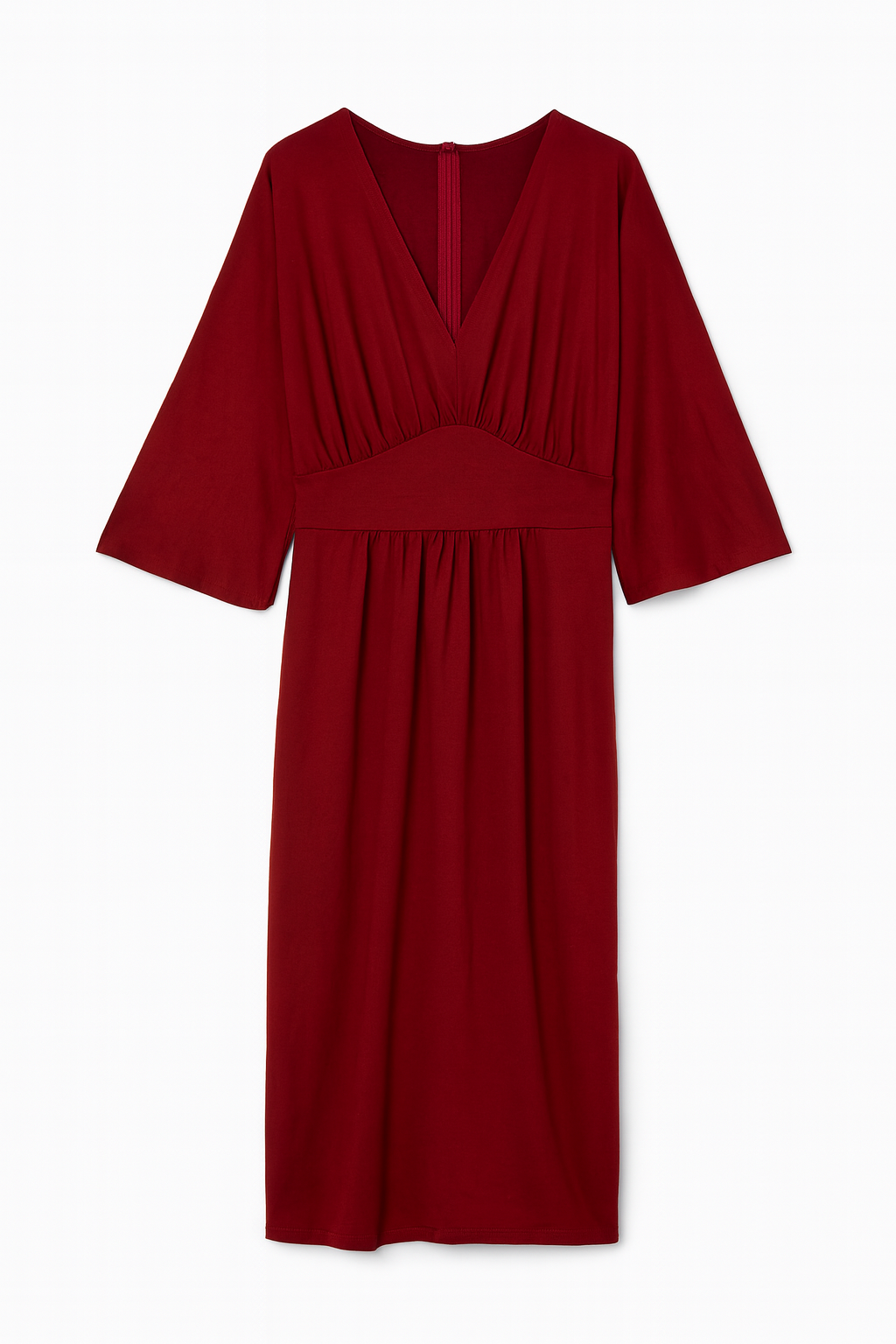 Abito midi elegante in jersey bordeaux