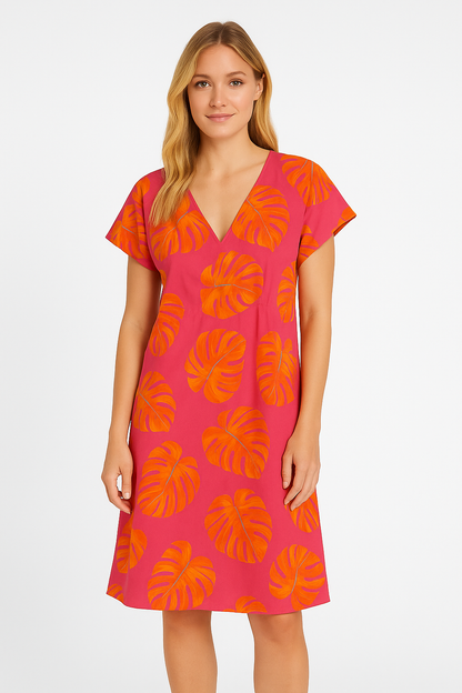Abito estivo con stampa tropicale