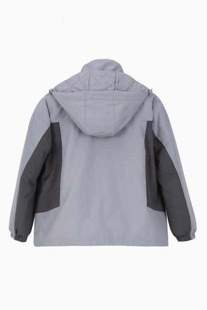 Giacca tecnica impermeabile grigia con cappuccio