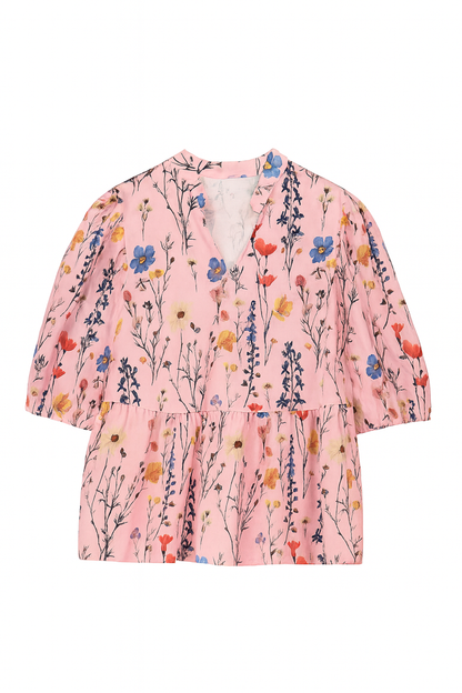 🌸 Blusa floreale rosa con scollo a V