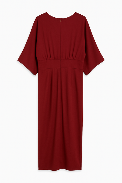 Abito midi elegante in jersey bordeaux