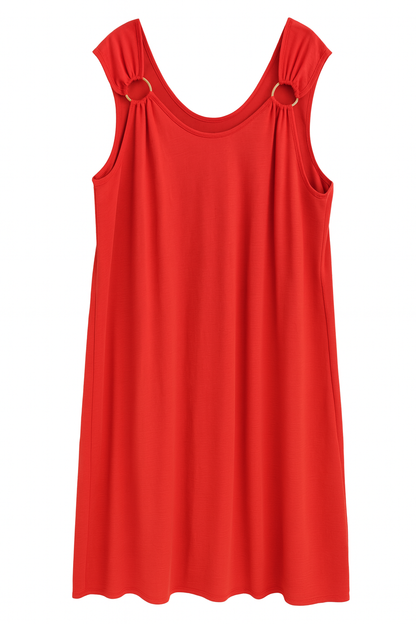 🌹 Abito rosso elegante con dettagli ad anello