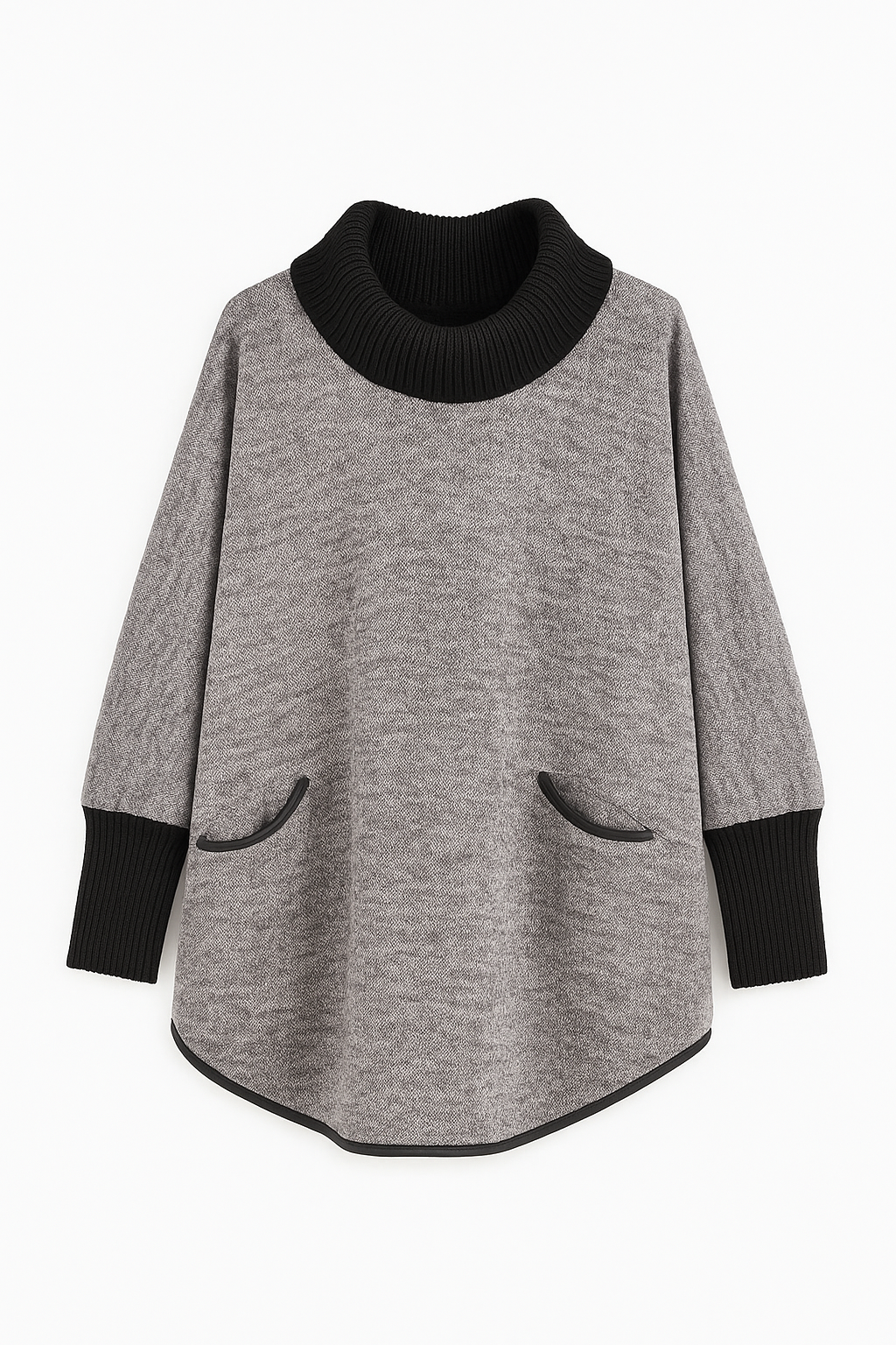 Maglia donna grigio mélange con collo alto