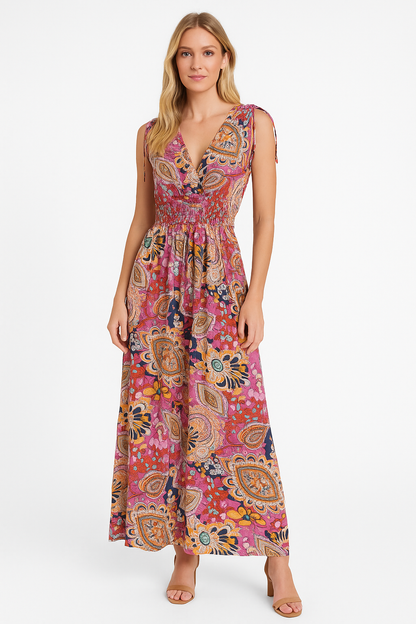 Abito lungo boho chic multicolor