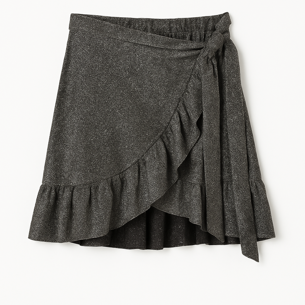 ✨ Gonna corta incrociata glitterata nera/argento ✨