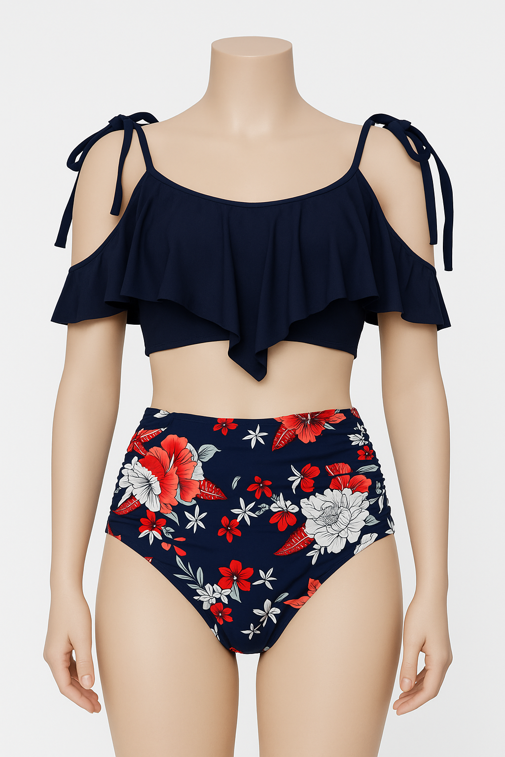 ✨ Bikini Donna Due Pezzi – Top a Fascia e Slip Vita Alta Floreale ✨