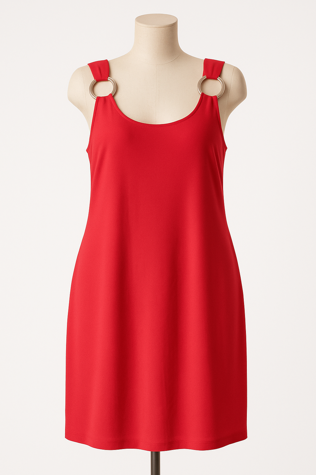 🌹 Abito rosso elegante con dettagli ad anello