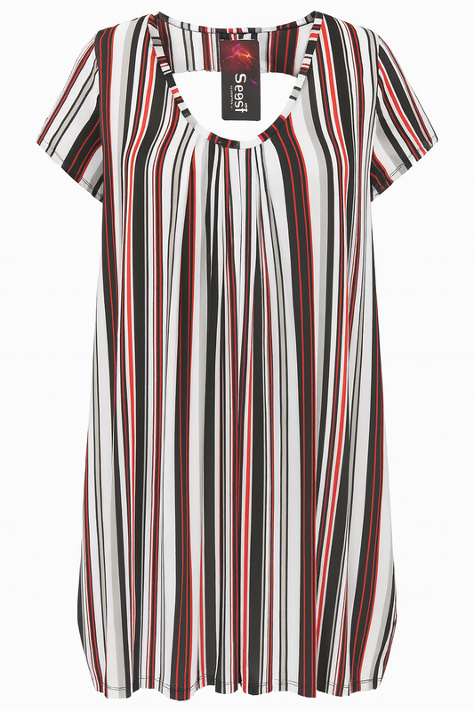 Vestito a righe multicolor effetto palloncino